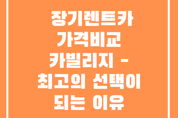 장기렌트카 가격비교 카빌리지 – 최고의 선택이 되는 이유