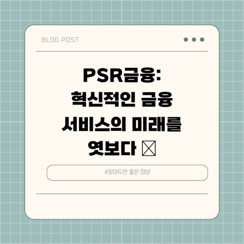 PSR금융: 혁신적인 금융 서비스의 미래를 엿보다 👀