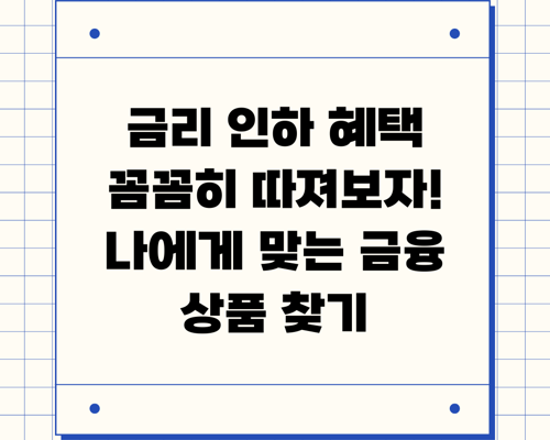 금리 인하 혜택 꼼꼼히 따져보자! 나에게 맞는 금융 상품 찾기