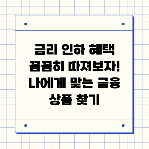 금리 인하 혜택 꼼꼼히 따져보자! 나에게 맞는 금융 상품 찾기